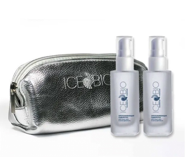 ICE BIO. Набор Сыворотка  2 шт омолаживающая для лица, шеи и зоны декольте 30мл, в косметичке в Ростове